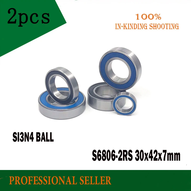 

Free Shipping 2pcs S6806-2RS 30*42*7 mm Stainless steel hybrid ceramic ball bearing sc6806 2rs S6806 2RS for bicycle part