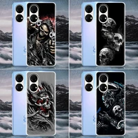 clear phone case for huawei p20 pro p30 p40 pro plus lite 4g p50 pro p smart z 2019 case soft cover grim reaper skull skeleton