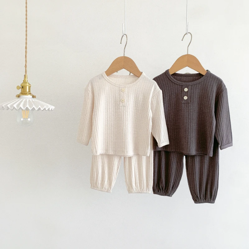 

2 шт., Детская Хлопковая пижама с длинным рукавом и штаны