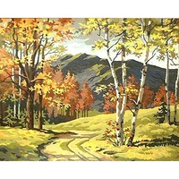 gatyztory diy oil painting by numbers for adults autumn forest landscape picture by number home decoration wall crafts