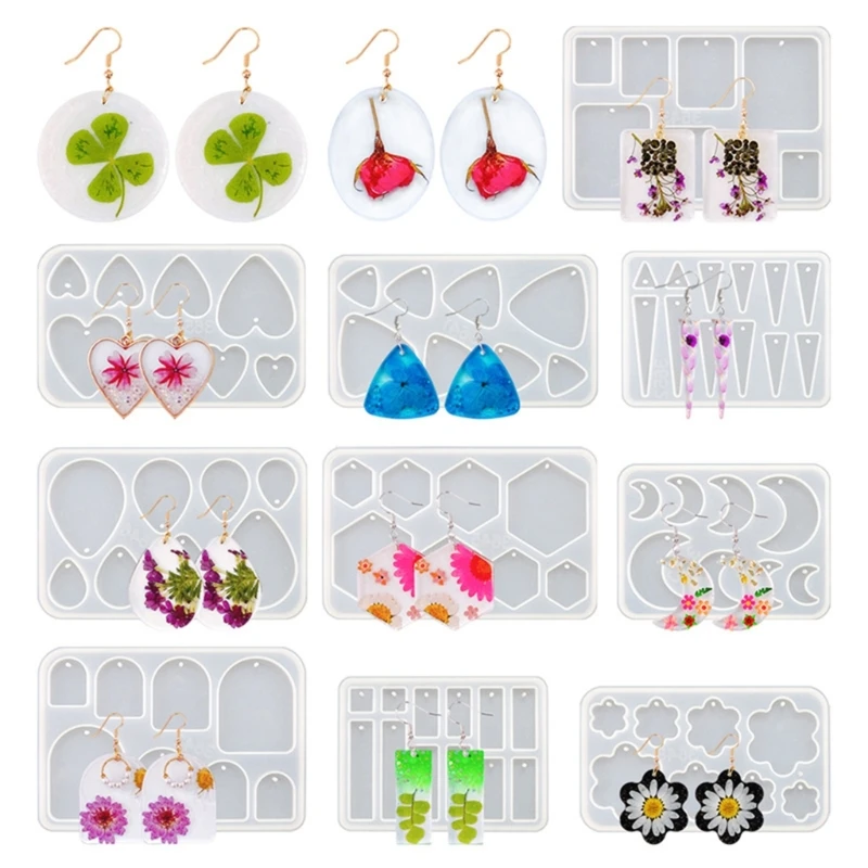 

Pendant Mold Clay Molds Multi-Shapes Keychain Moulds with Holes Silicone Material Perfect Gift for DIY Hand-Making Tools
