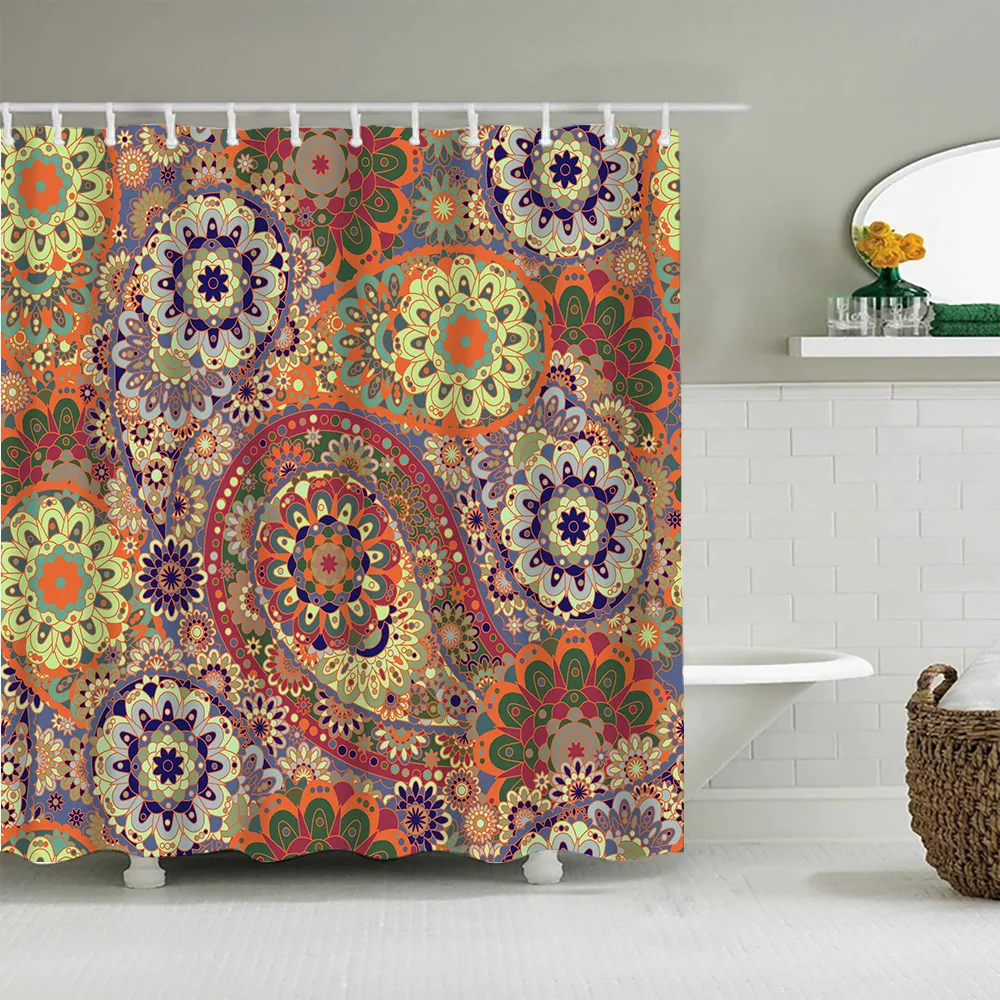 

Bohemia Print Shower Curtains Mystery Colors Bathroom Decor Curtain for Bath Waterproof Polyester Bath Screen Toilet Partition