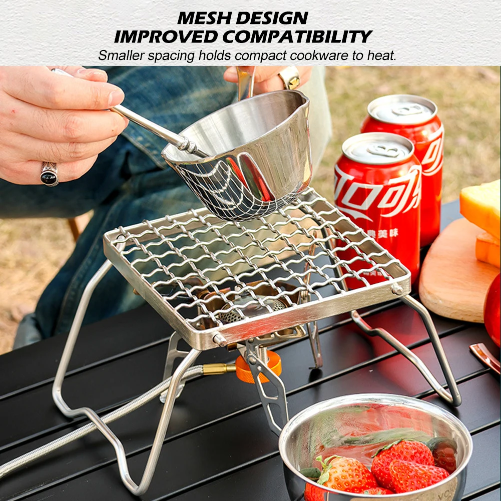 

Multifunctional Folding Campfire Grill Portable Stainless Steel Camping Grill Grate Gas Stove Stand Outdoor Wood Stove Stand