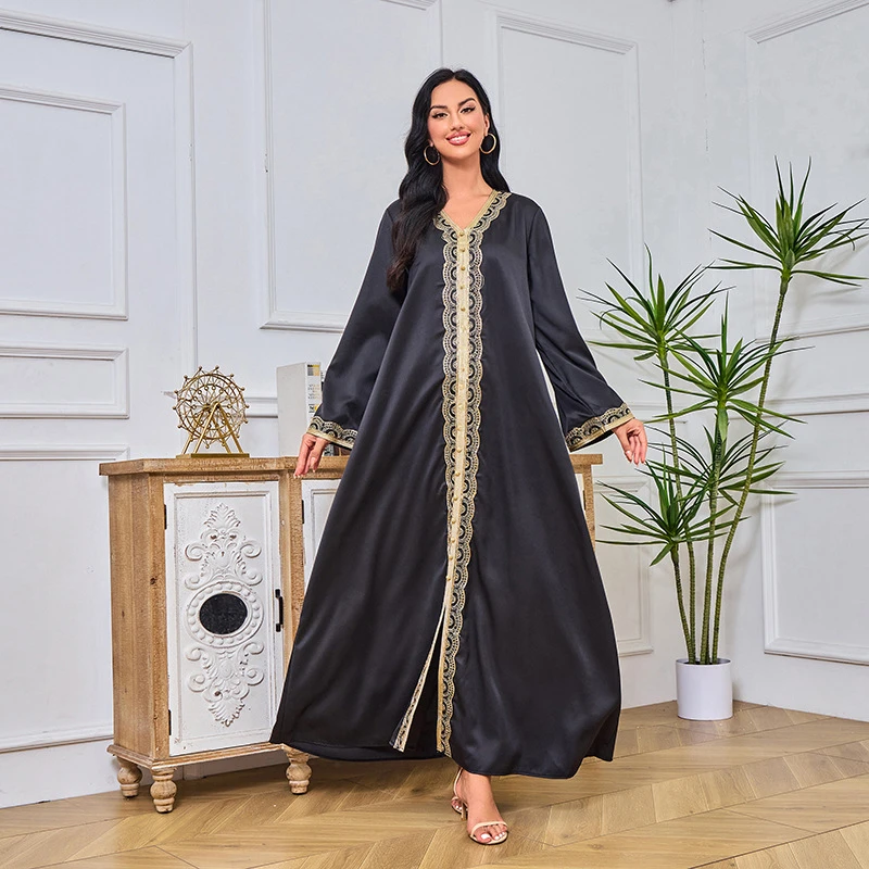 

2023 Abaya Elegant Women Muslim Long Maxi Dress Turkey Arabic Kaftan Eid Party Dubai Islam Robe Belt Femme Ramadan Gulf Jalabiya