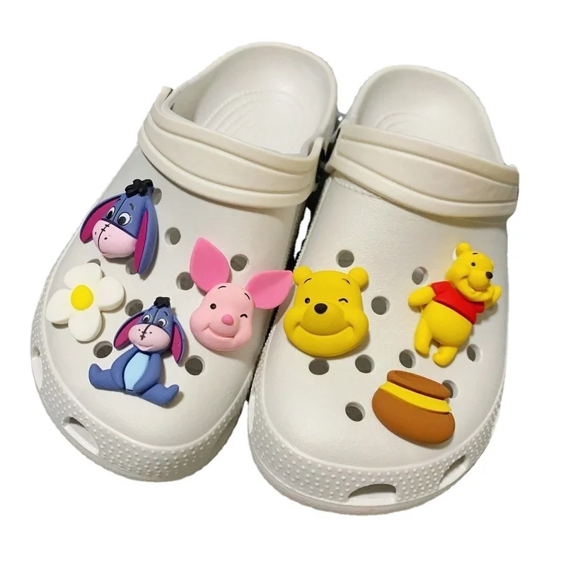 7pcs/lot 3D Winnie Bear Piglet for Crocs Water Shoes Accessories for Croc Shoe Charms Decor Kids Gifts Badge Women Clog Charm