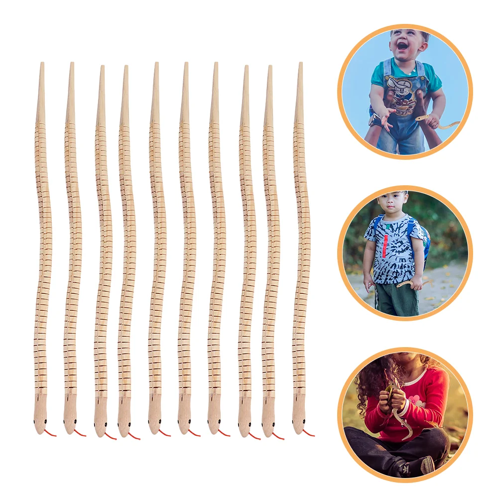 

10Pcs Kids Wooden Snakes Flexible Jointed Wood Snake Toy Children Party Supplies