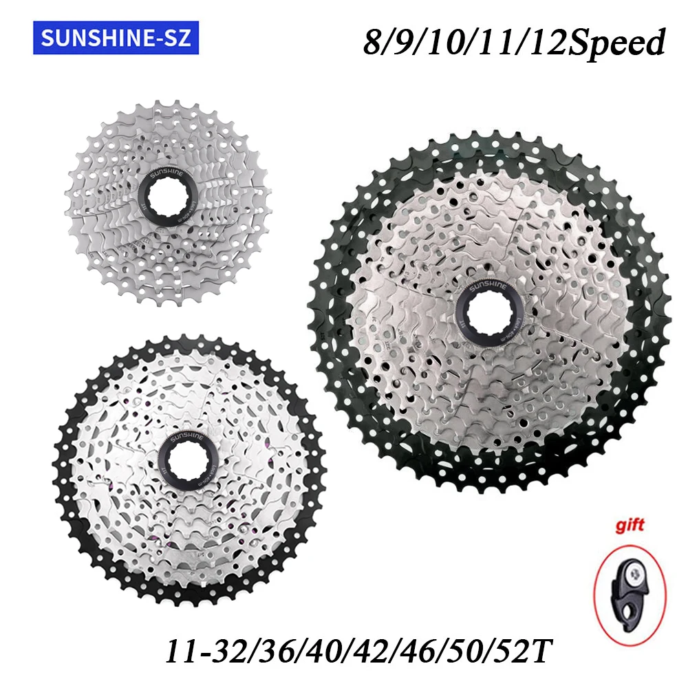 

Велосипедная кассета SUNSHINE MTB 8/9/10/11/12 скоростная Звездочка 32T/36T/40T/42T/46T/50T/52T HG структура, свободное колесо для SHIMANO/SRAM