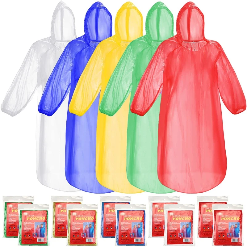 

40Pack Rain Poncho Family Pack Emergency Rain Ponchos Disposable Rain Poncho Waterproof Poncho Drawstring Hood For Adult