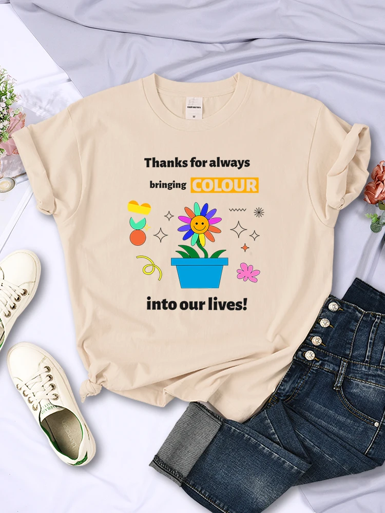 

Best Mom Thanks For Always Bringing Colour Into Our Lives Women Clothes Casual O-Neck T-Shirt All-math Trend Womans Short Sleeve