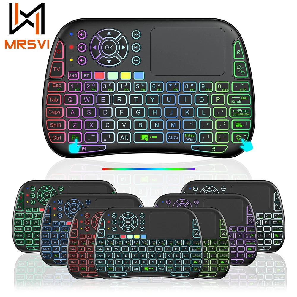 

MRSVI Backlight English Russian French Spanish Portugal Air Mouse 2.4G Touchpad Android TV Box PC M9 Mini Wireless Keyboard