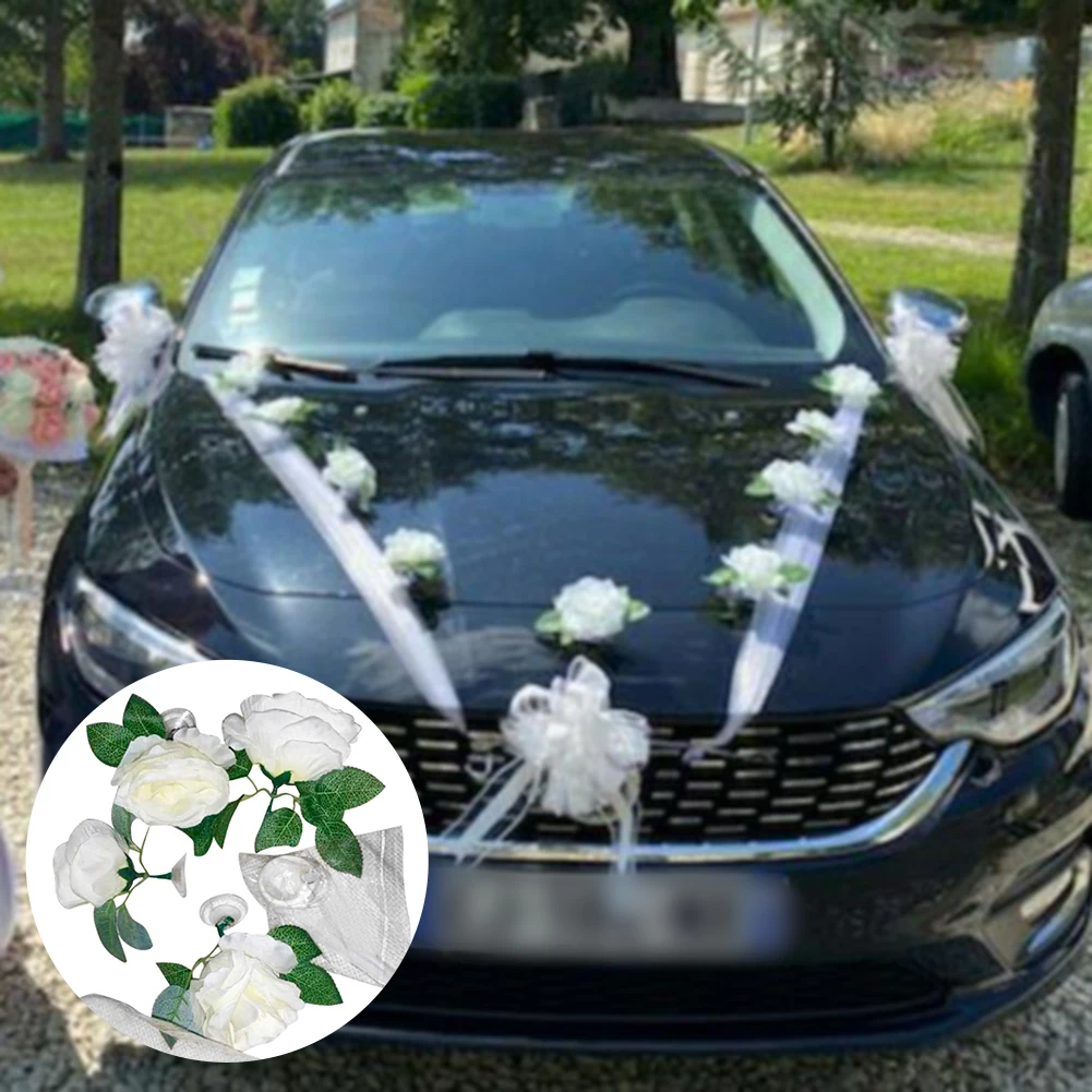 Белая роза Искусственный цветок для свадебного украшения автомобиля Свадебные