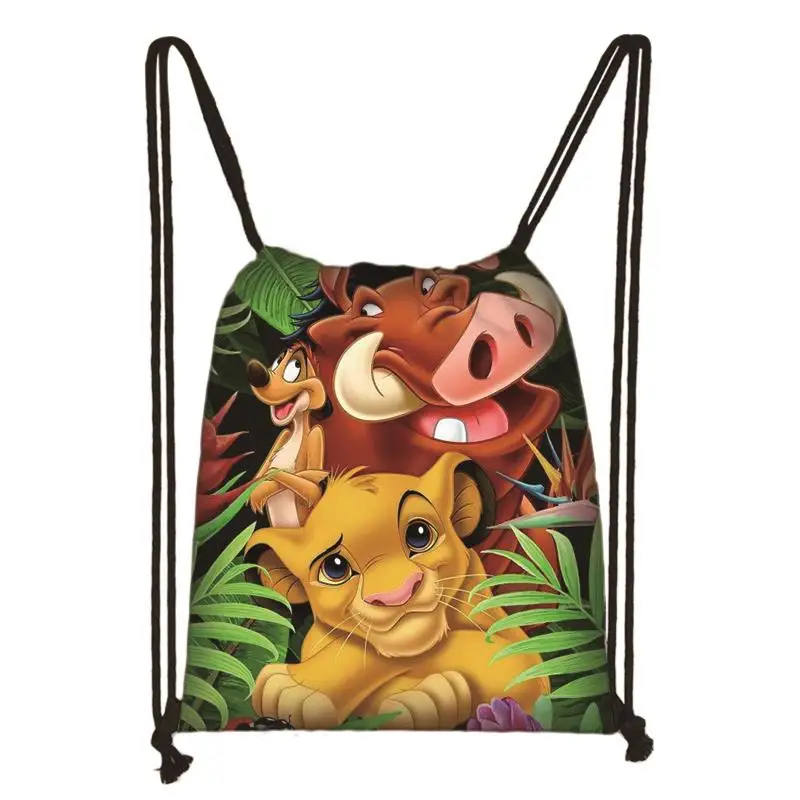 New Disney The Lion King Simba Drawstring Bag Boys Girls Storage Bags Teenager Casual Backpack Travel Beach Bags Gift
