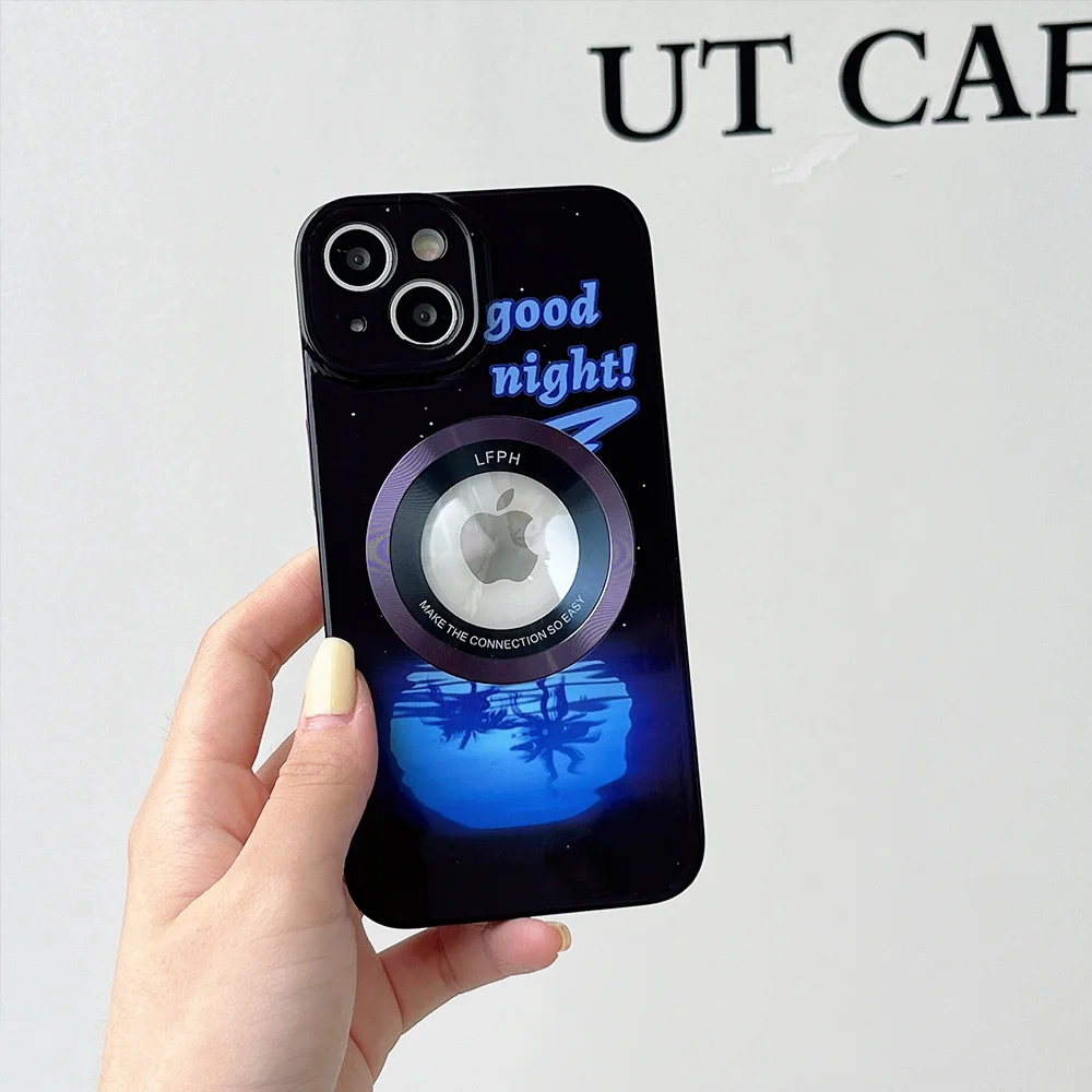 

Black Coconut Reflection Dream Mystery Phone case, Magnetic suction full coverage for IPhone11 12 13 14 Pro Max