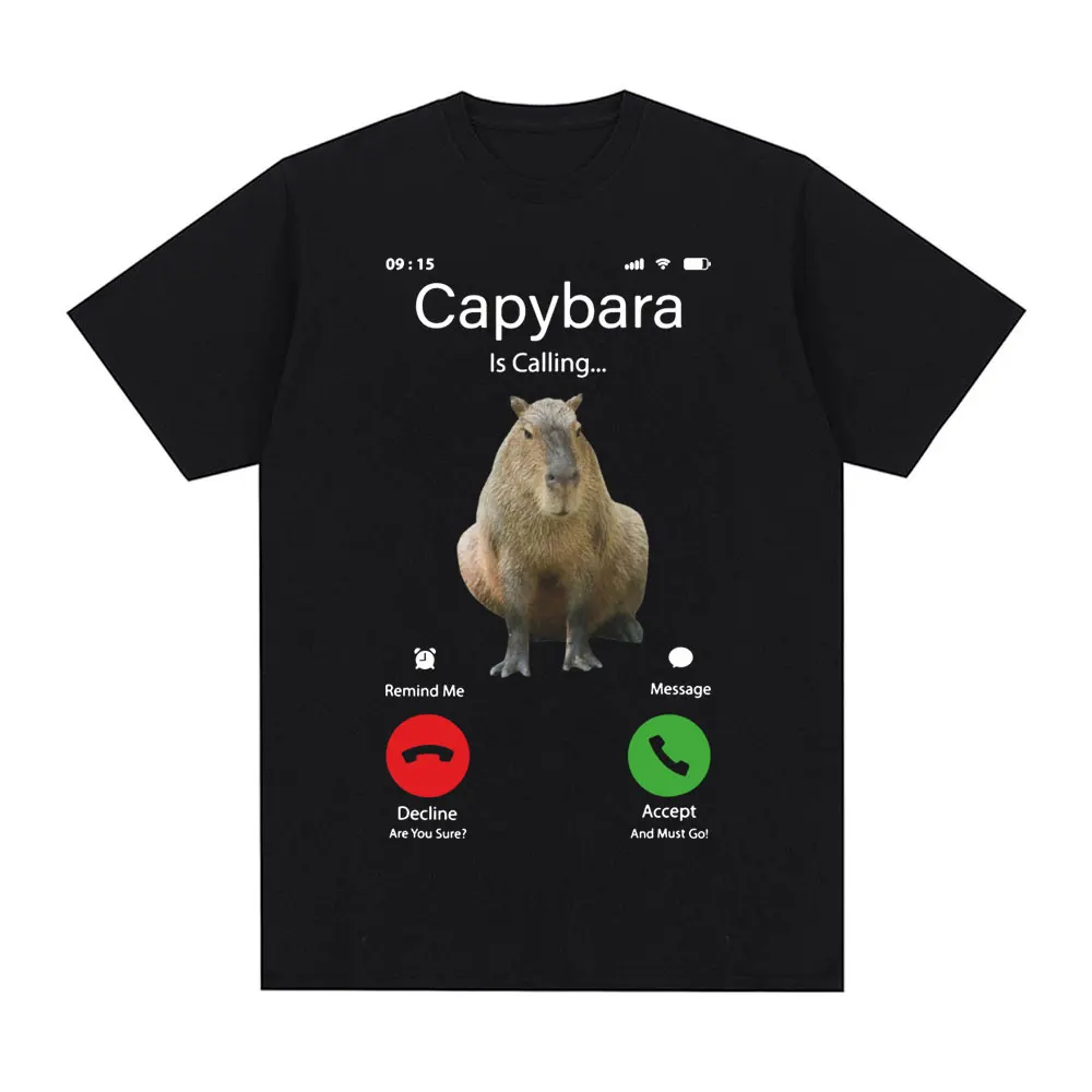 

Забавная футболка с надписью «Вызов капибары», подарочные футболки для влюбленных с крупнейшим грызуном, модные повседневные хлопковые футболки большого размера с коротким рукавом