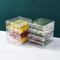 1pc refrigerator organizer bins stackable fridge food storage box with handle clear plastic pantry food freezer organizer tool