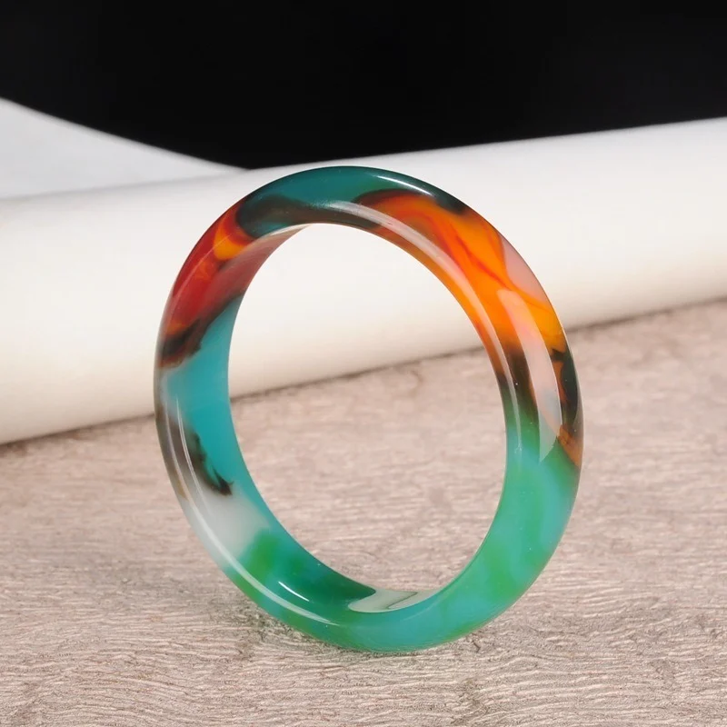 

Hot Selling Natural Hand-carved Jade Red Green Bangle54-64mm Fashion Jewelry Men Women Luck Gifts Amulet For