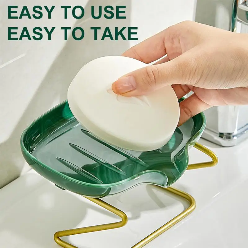 

1pc Soap Dish Light Luxury Non-perforated Soap Drain Box Soap Holder Container Creative Drainage Soap Box Soap Box Drain Holder