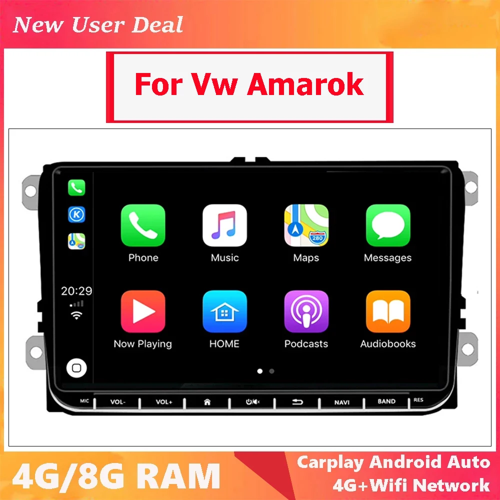 Car Head Unit Multimedia Android 12.0 For Amarok  VW volkswagen With Player Radio FM RDS Gps 2 Din Carplay Auto Wifi 4G Network