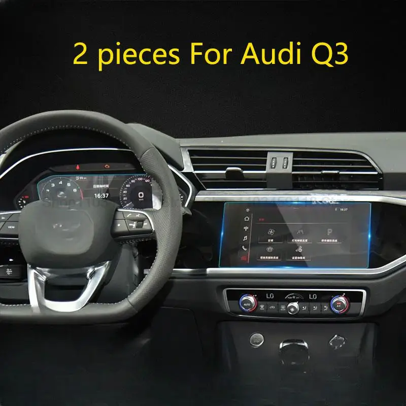 

Защитная пленка для экрана из закаленного стекла для Audi Q3 2021 2022, автомобильный gps-навигатор, аксессуары для защиты салона приборной панели от царапин