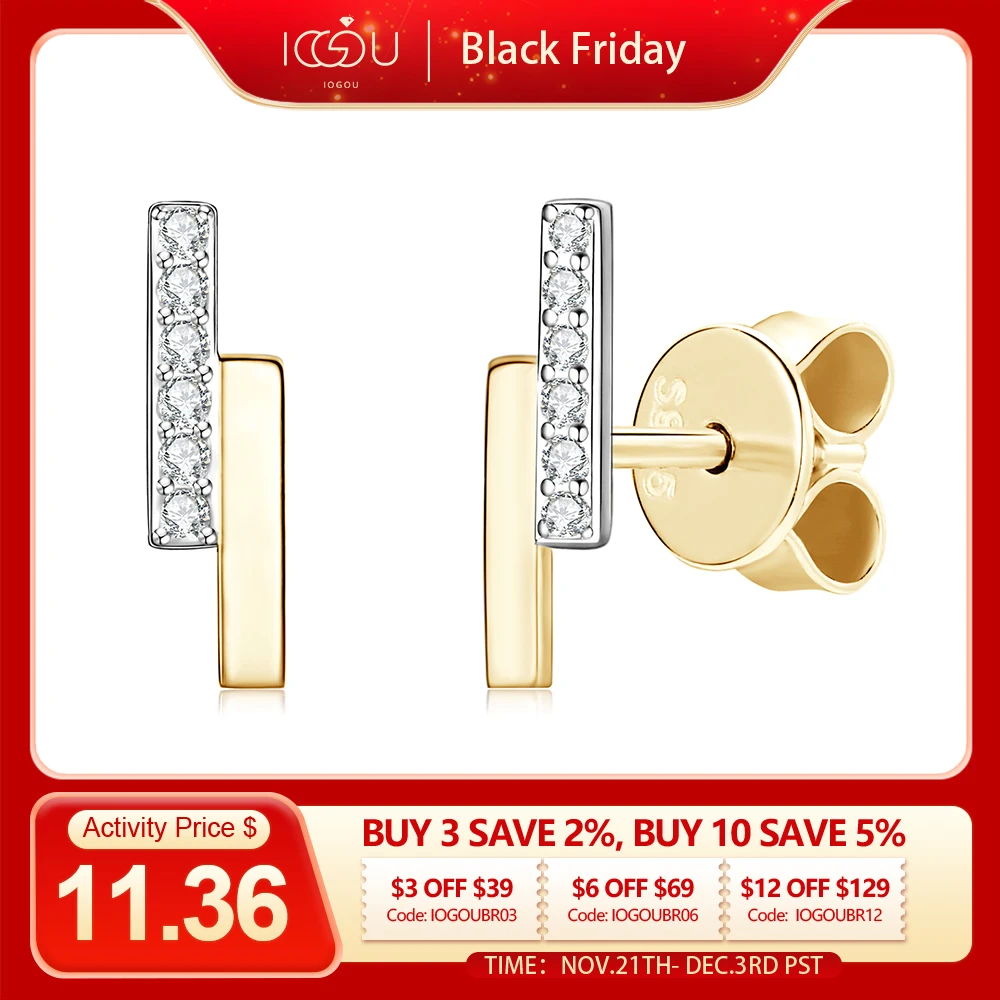 IOGOU D0.03CT VVS1 серьги-гвоздики с муассанитом для женщин настоящее серебро 925 модные