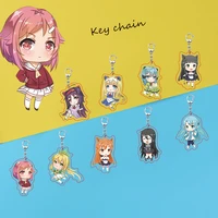 anime keychain cute acrylic cartoon figure pendant keyrings double sided key holder jewelry women men birthday gift accessories