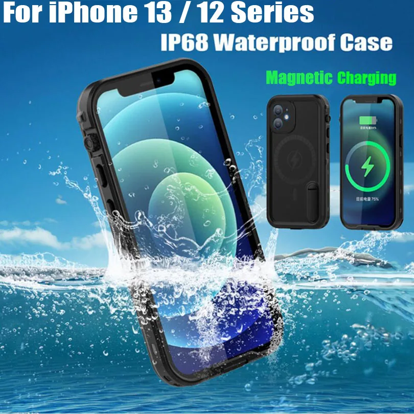 

Redpepper IP68 Waterproof Case For Apple iPhone 13 12 Pro Max Shock Drop proof Magnetic Charging Cover Case for iPhone 12 Mini