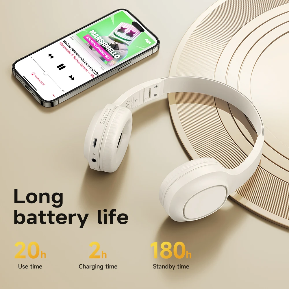 Фото HOCO W46 Беспроводные Bluetooth-наушники 40 мм Динамики Музыкальные наушники для спортивных игр Складной дизайн Портативная накладная гарнитура №1