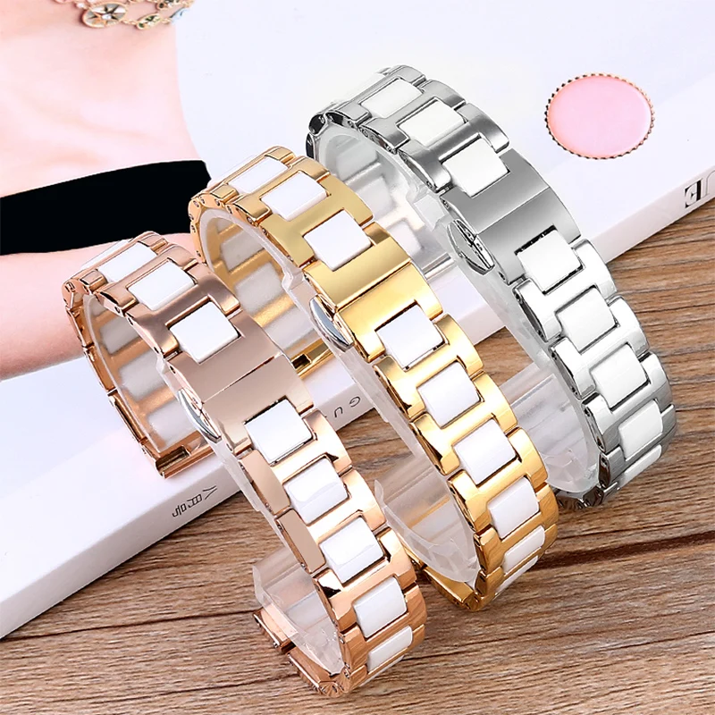 Браслет керамический женский из нержавеющей стали с застежкой-бабочкой 20 мм