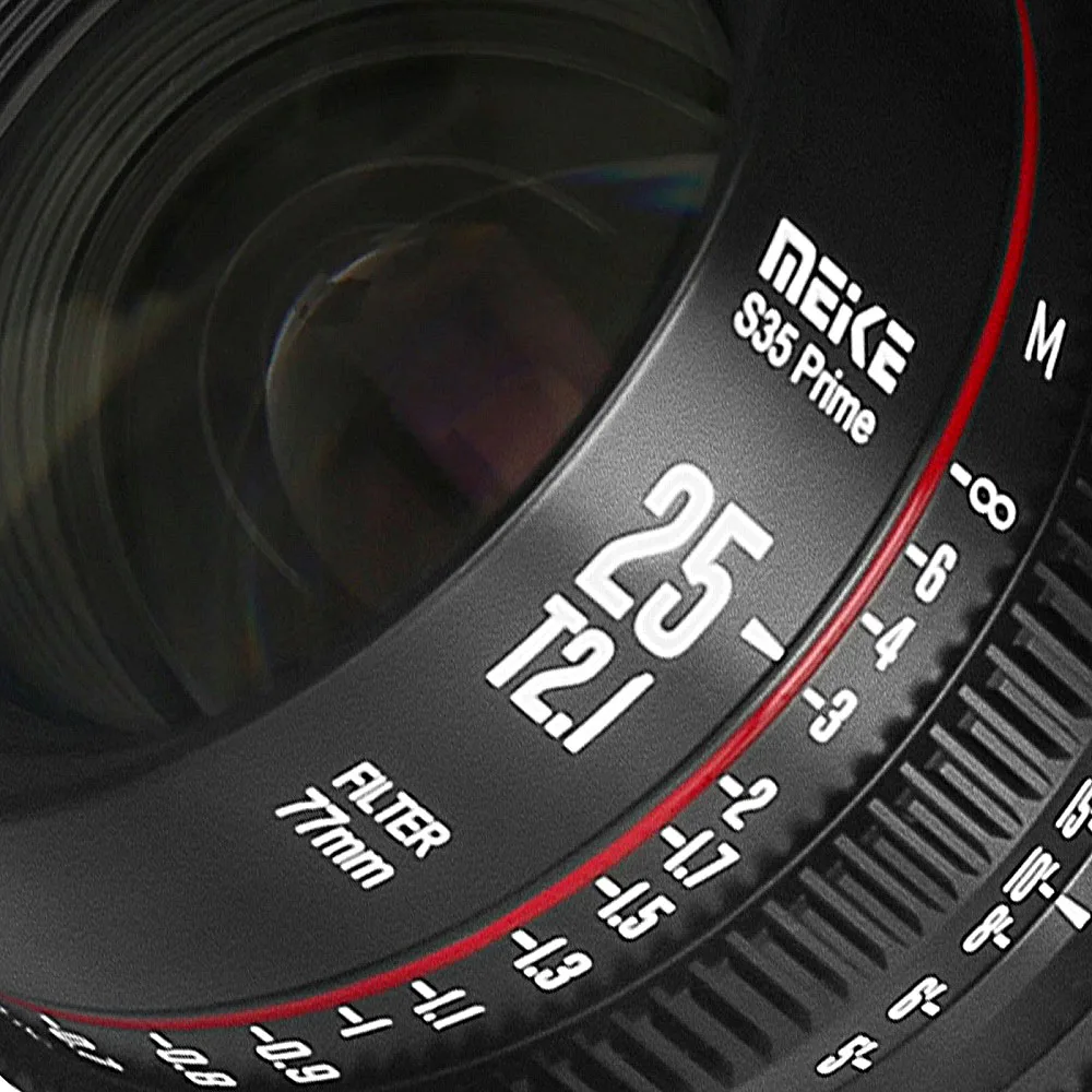 Meike 25mm T2.1 S35 Prime Cinema Lens for Canon EF Mount Camera Cine Camcorder EOS C100 Mark II C200 300 III BMPCC 6 - купить по