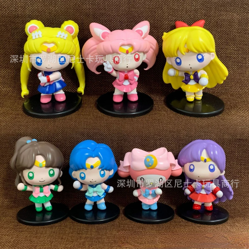 

7pcs Anime Doll Pink Sakura Hatsune Miku PVC Action Doll Model Cute Beautiful Girl Doll Collection Gift Child's Toy