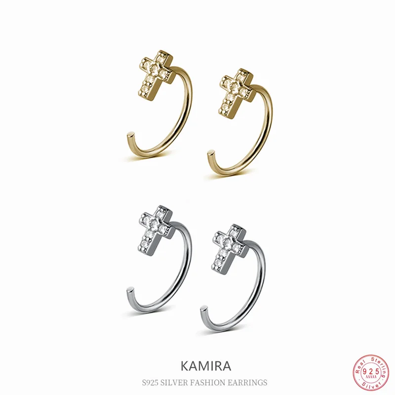 Серьги-пирсинг женские из серебра 925 пробы с фианитами