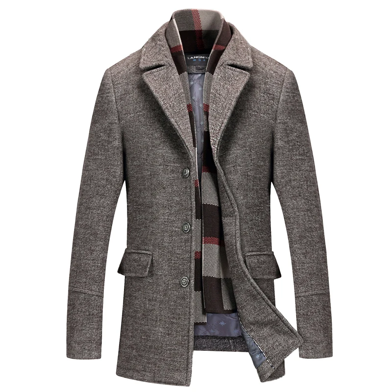 Brand clothing Men Wool Blend Coats Autumn Winter New Solid Color High Quality Woolen Jacket Luxurious Brand Clothing S-4XL