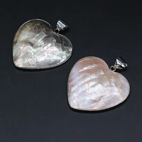 heart shape natural shell pendant charms silver plated natural shell pendant for making diy women jewerly necklace gift 40x40mm