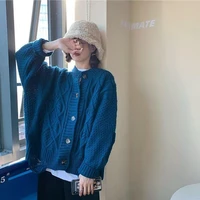 cute retro versatile long sleeved autumn and winter new korean version loose and lazy wind fashion trend knitted sweater