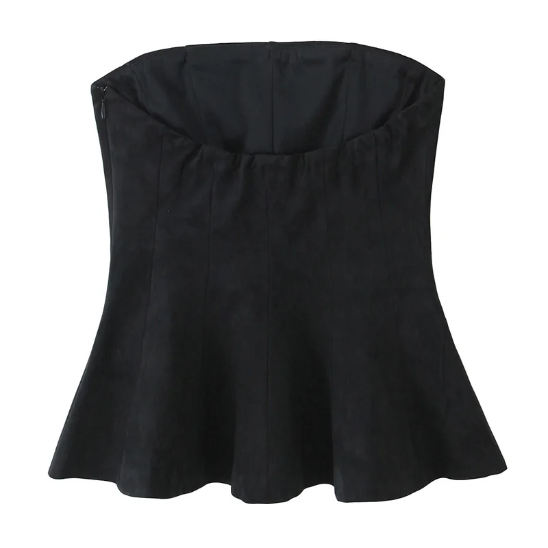 TRAF Топ женский черный полиэстер