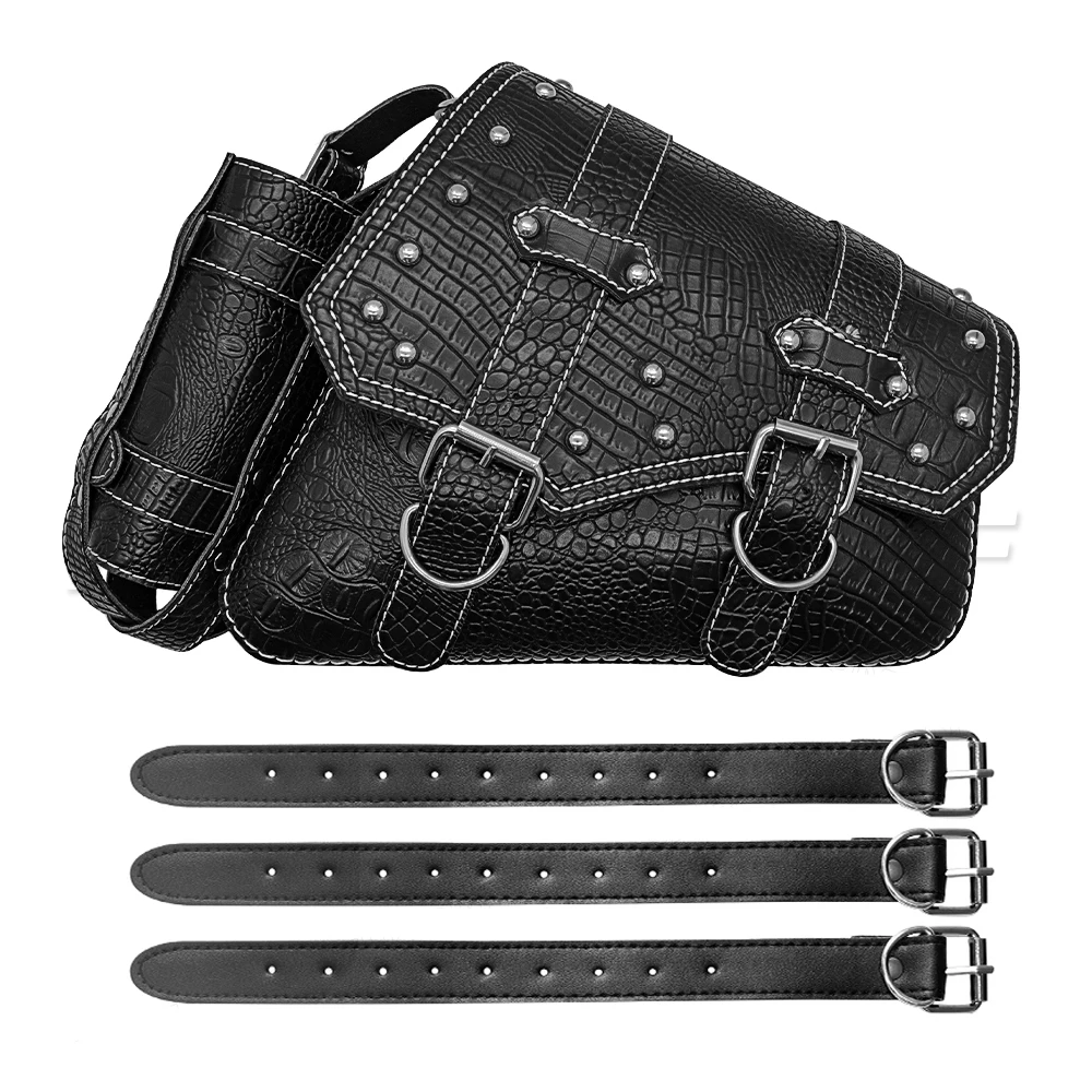 

Винтажная боковая седельная сумка для мотоцикла, держатель для багажа и бутылки, универсальная искусственная кожа для Harley Sportster Street Bob Honda