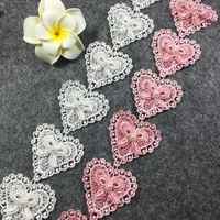 1310yard handmade lace trim patchwork material white pink heart lace ribbon diy garment sewing accessories