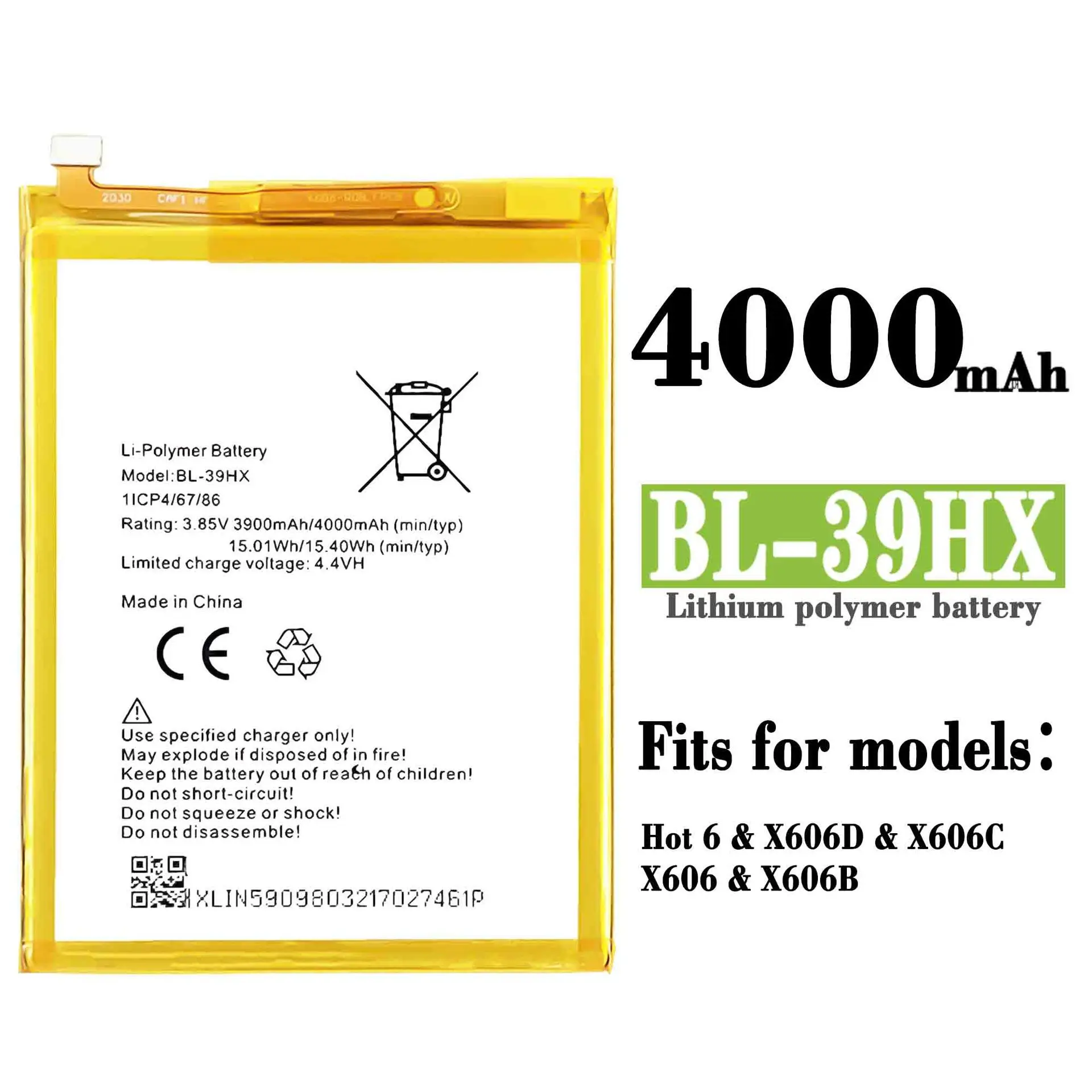 

100% оригинальная Высококачественная сменная батарея для Infinix X606 Hot 6 BL-39HX Встроенная батарея большой емкости 4000 мАч Новая батарея