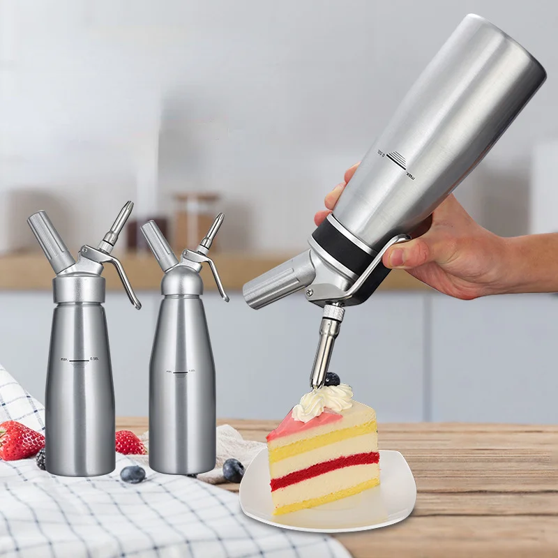 

500ML Cream Dispenser Whipped Whipper Artisan Cream Whipper with Decorating Nozzles Made of Aluminum Cream Foaming Gun
