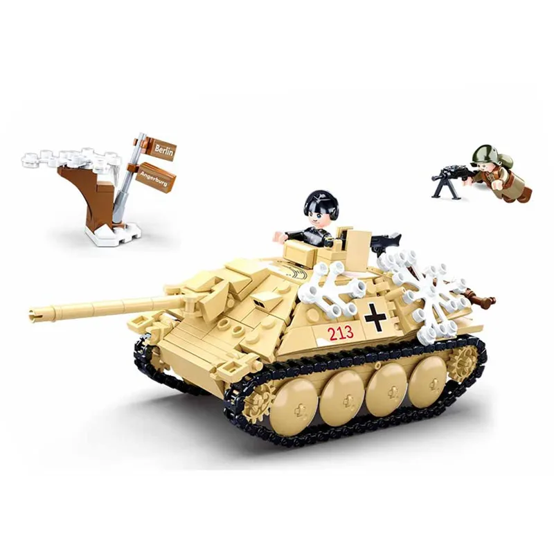

SLUBAN Military WW2 Army Stalker Tank Destroyer MOC Weapon Figures Building Blocks Bricks Classic Model Toys Kids Gifts