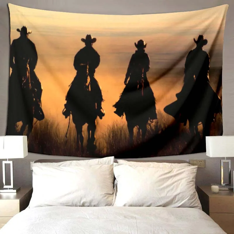

Ковбойский гобелен с принтом, настенный домашний декор, гобелены с рисунком, гобелен для рисования, ковбойский гобелен в западном стиле, укр...