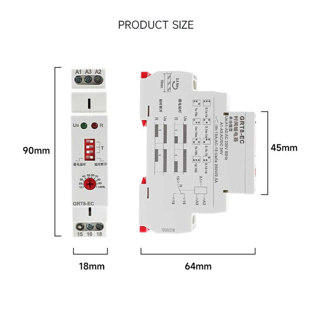 Реле времени GRT8-EC 1 шт. маленькое многофункциональное реле со светодиодным