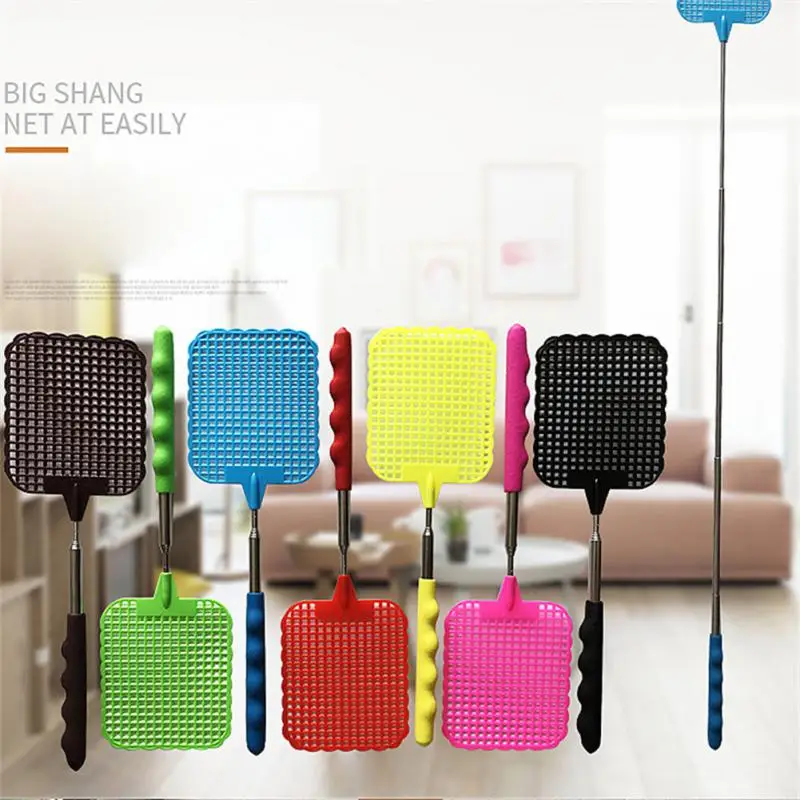 Fly Swatters Telescopic 26cm Adjustable Plastic Fly Swatters Home Long Handle Flyswatter Flapper Insect Killer Can Extend 73cm