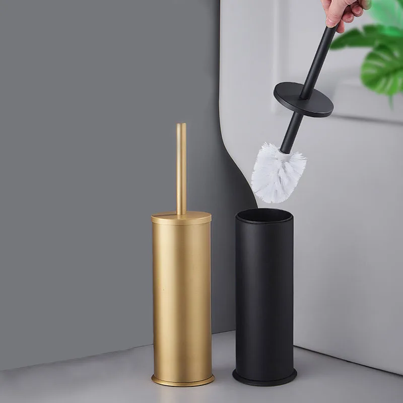 Роскошный Золотой Черный алюминиевый держатель для туалетной щетки набор чистки