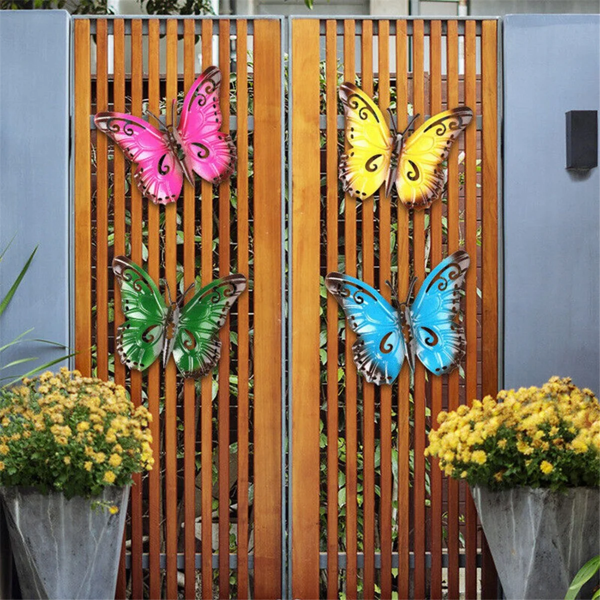 Красочная 3D металлическая бабочка двор Декор полые бабочки сад большая