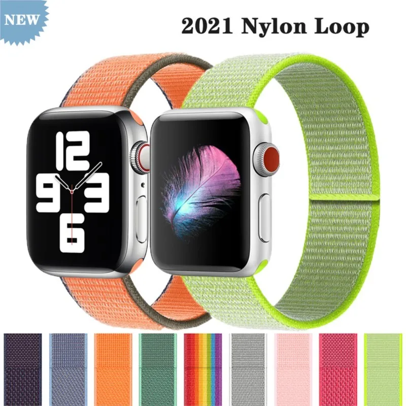 Nylon Loop Strap For Apple Watch band 40mm 44mm 42mm 38mm Smartwatch Belt correa belt Bracelet iWatch Series 4 5 SE 7 6 41/45mm 