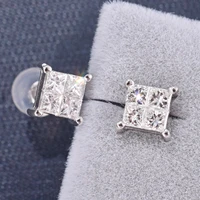 caoshi simple style unisex stud earrings with square shape shinning zirconia accessories for womenmen daily wearable jewelry