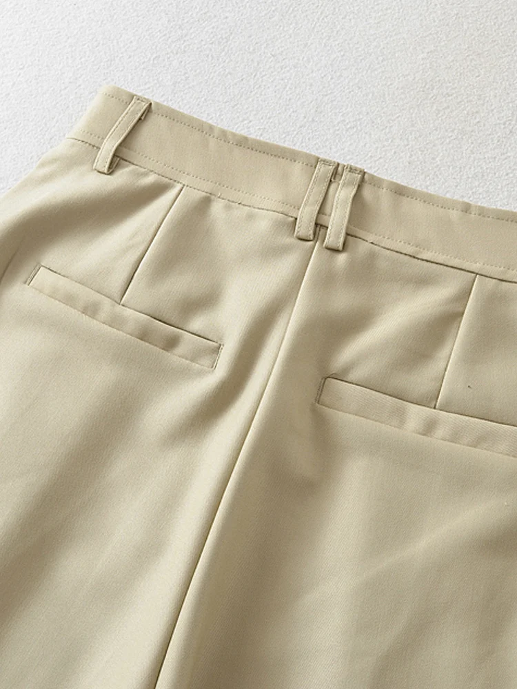 PAILETE Women 2023 fashion with darts front pockets bermuda shorts vintage high waist zipper fly female short pants mujer