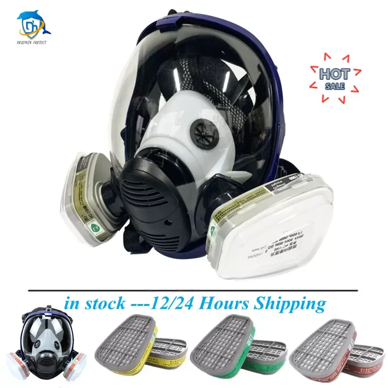 

Chemical mask 6800 15/17 in 1 gas mask dust respirator paint insecticide spray silicone full face filter for laboratory welding