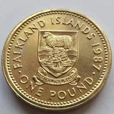 

Falklands, 1 фунт, монеты 1987, королева Англии, Аватар гаогуан, совершенно новый UNC